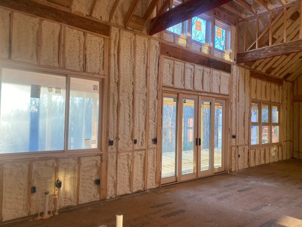 Complete wall coverage with high-density foam for structural reinforcement and energy savings