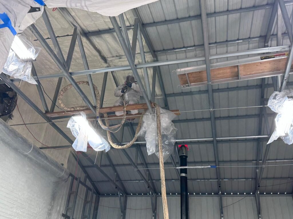 Spray foam insulation for metal buildings and commercial warehouses in Georgia.