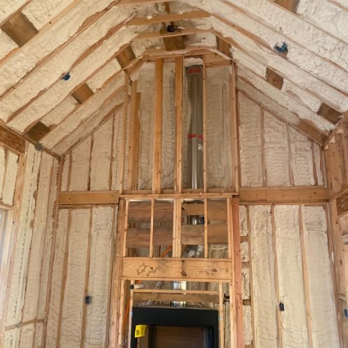 Complete wall coverage with high-density foam for structural reinforcement and energy savings.